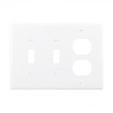 Eaton Wiring Devices PJ28W - Wallplate 3G 2Toggle 1Duplex Poly Mid WH