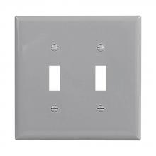 Eaton Wiring Devices PJ2GY - Wallplate 2G Toggle Poly Mid GY