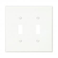 Eaton Wiring Devices PJ2W - Wallplate 2G Toggle Poly Mid WH