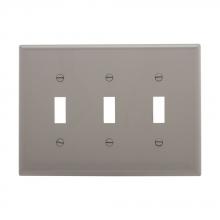 Eaton Wiring Devices PJ3GY - Wallplate 3G Toggle Poly Mid GY