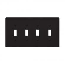 Eaton Wiring Devices PJ4BK - Wallplate 4G Toggle Poly Mid BK
