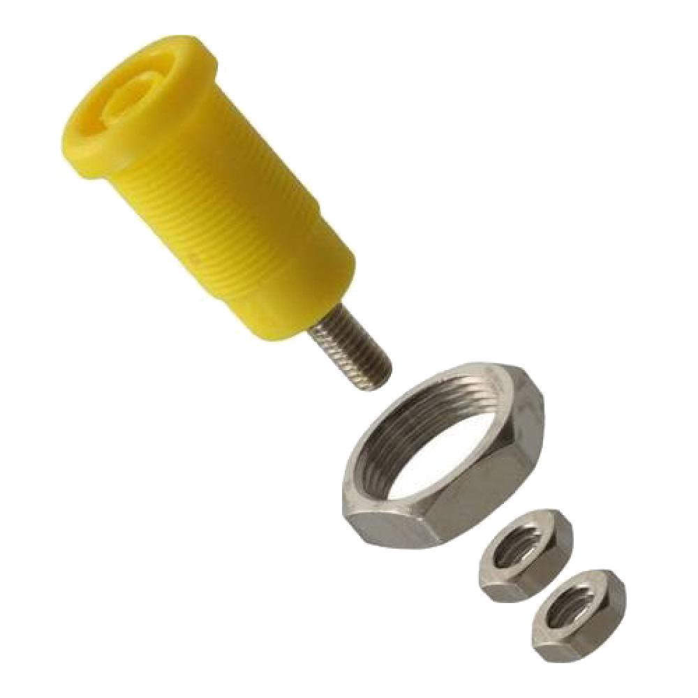 PNL MT IEC 4MM JACK HEX NUT 10/PKG YEL