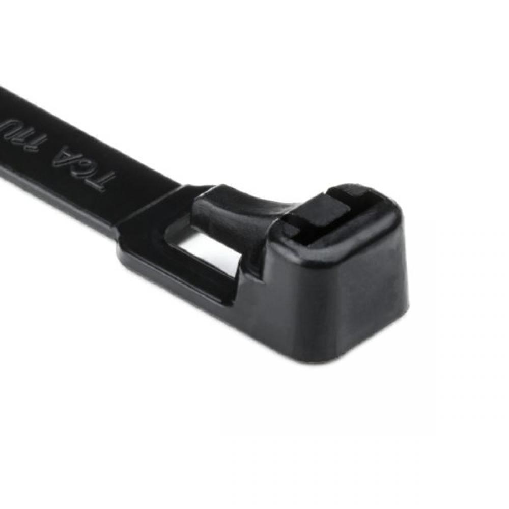 Releasable Tie, 9.8&#34;, 50 lb,BK, 100/pkg