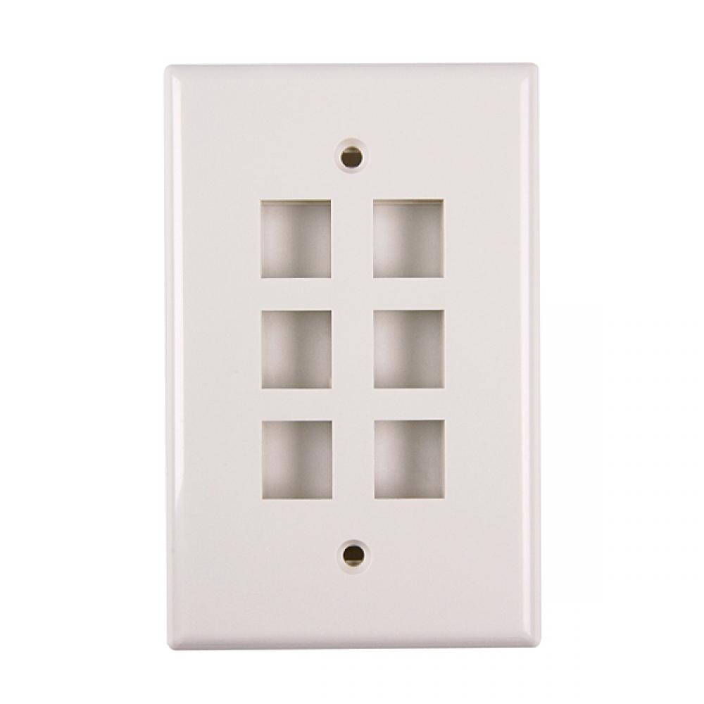 Midsize sngl Gang 6 Port Faceplate, OEWH