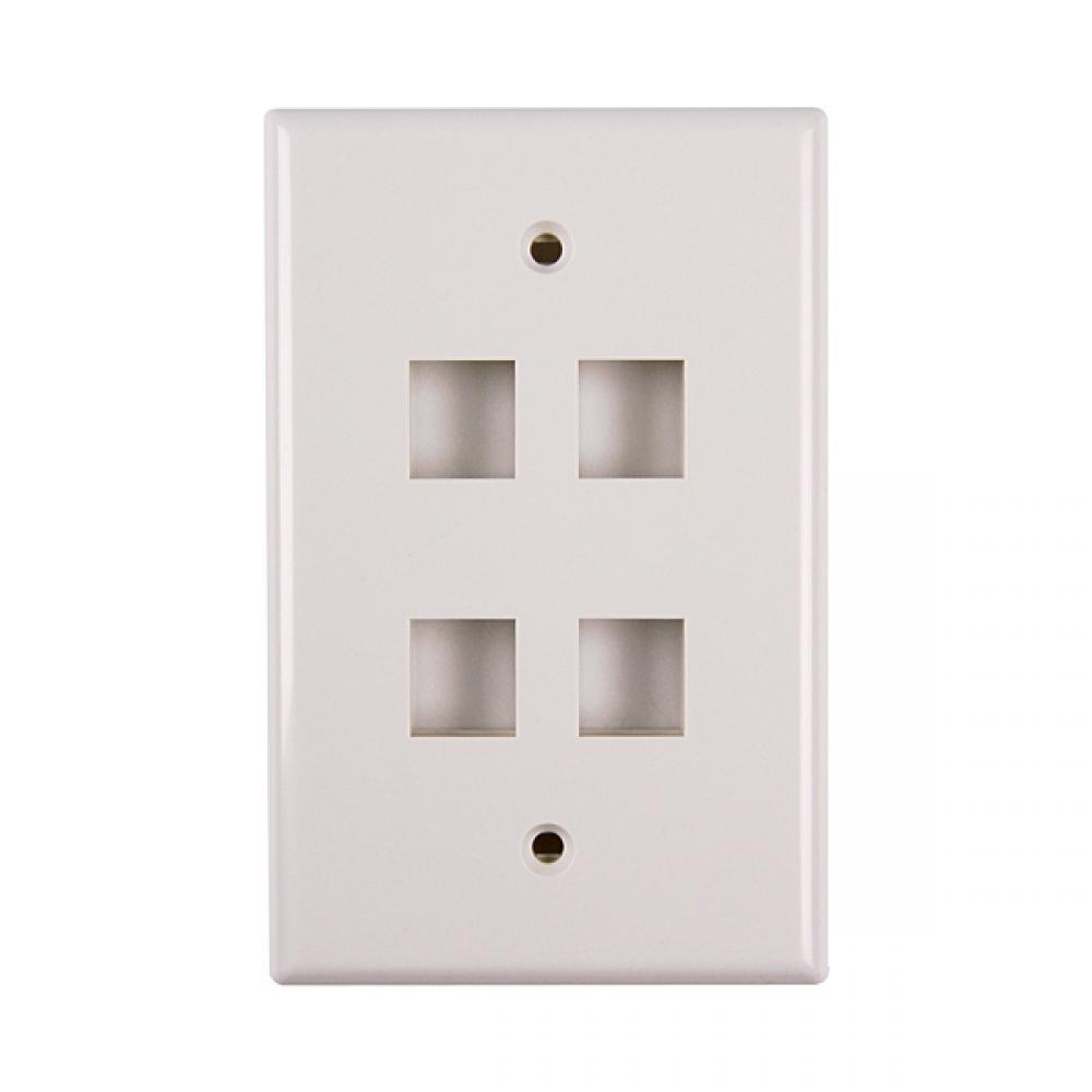 Midsize sngl gang 4 port faceplate, OEWH