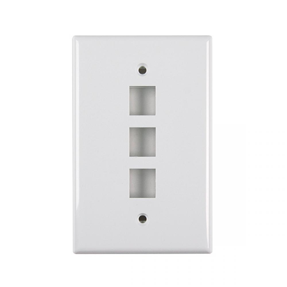 Midsize sngl Gang 3 Port Faceplate, WH