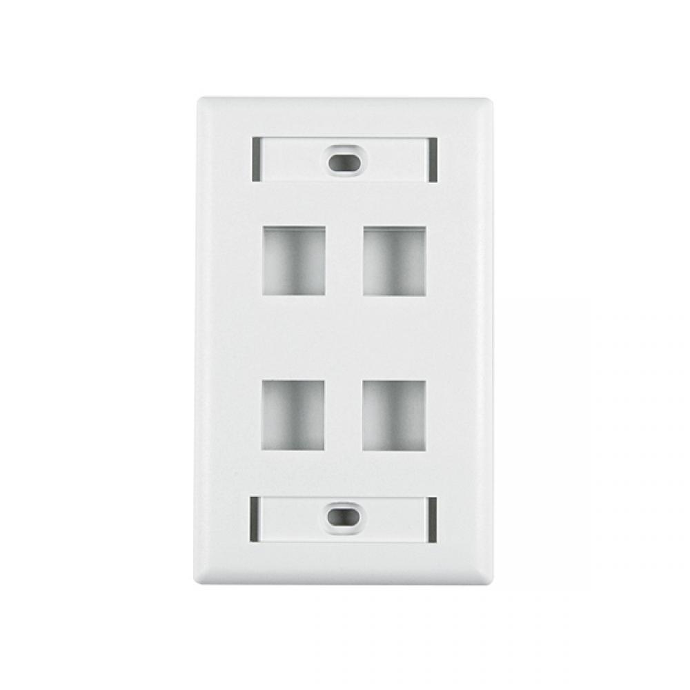Horz 4 Port Faceplate W/ID Wind, WH
