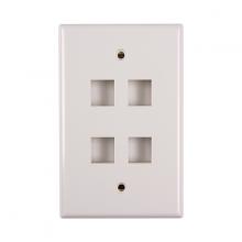 HellermannTyton FPMQUAD-FW - Midsize sngl gang 4 port faceplate, OEWH
