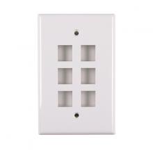 HellermannTyton FPMSIX-W - Midsize sngl gang 6 port faceplate, WH