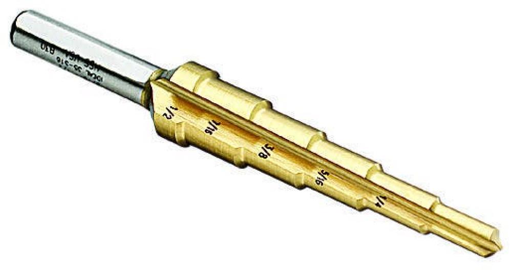 Step Drill Bit,Ideal,3/16 - 1/2 IN DRL Diameter,