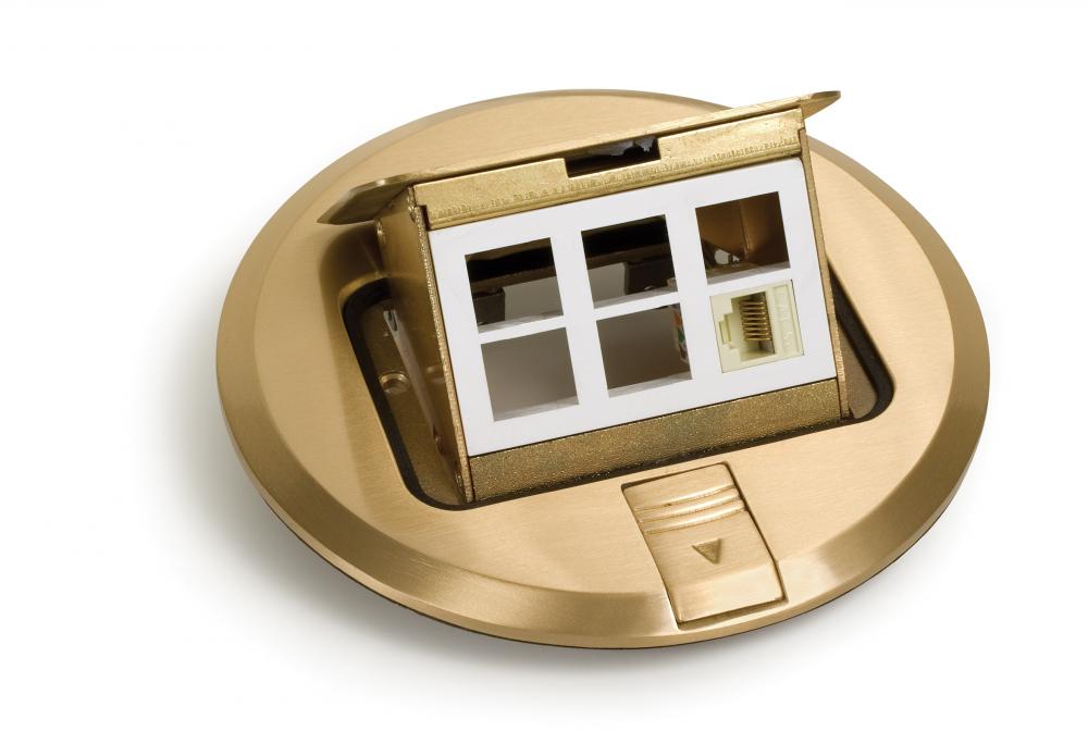 BRASS POP-UP FLOOR POCKET FOR DATA