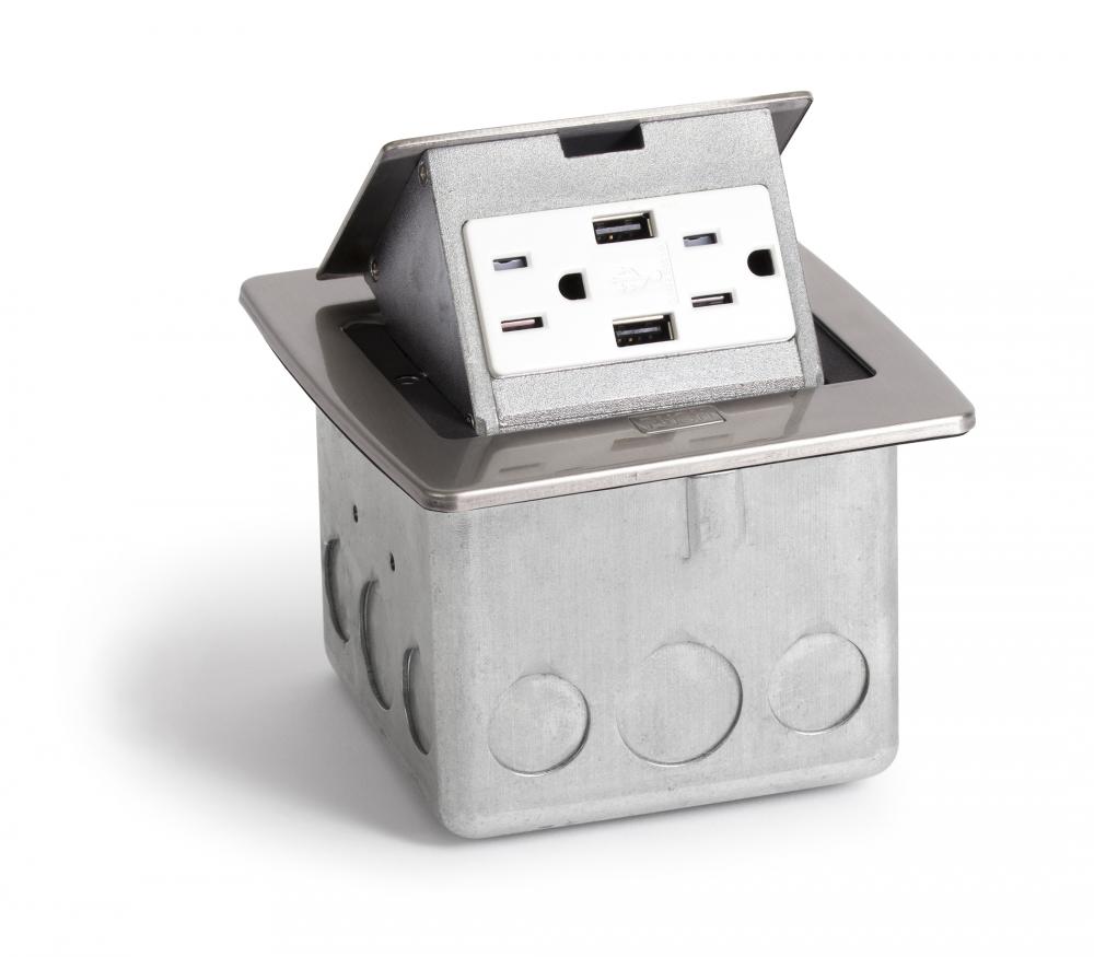 STN POPUP CNTRTP BX, DECORA RCPT & 2 USB