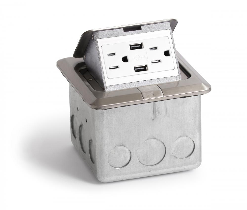 STN PO FLR PLT ASSY, DECORA RCPT & 2 USB