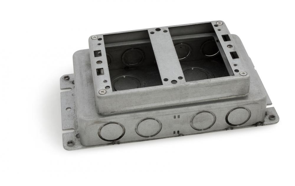 TWO GANG, SHALLOW STAMPED STL FLOOR BOX