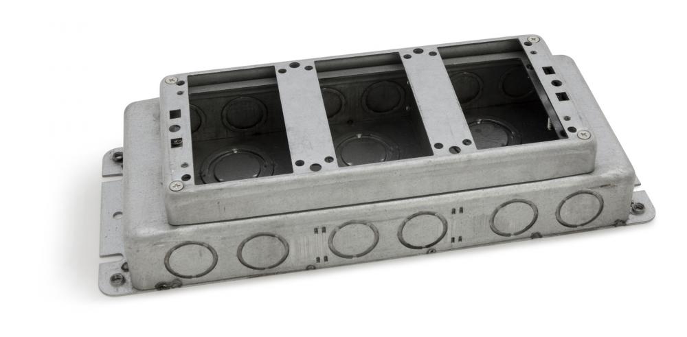 THREE GANG, SHALLOW STAMPED STL FLR BOX