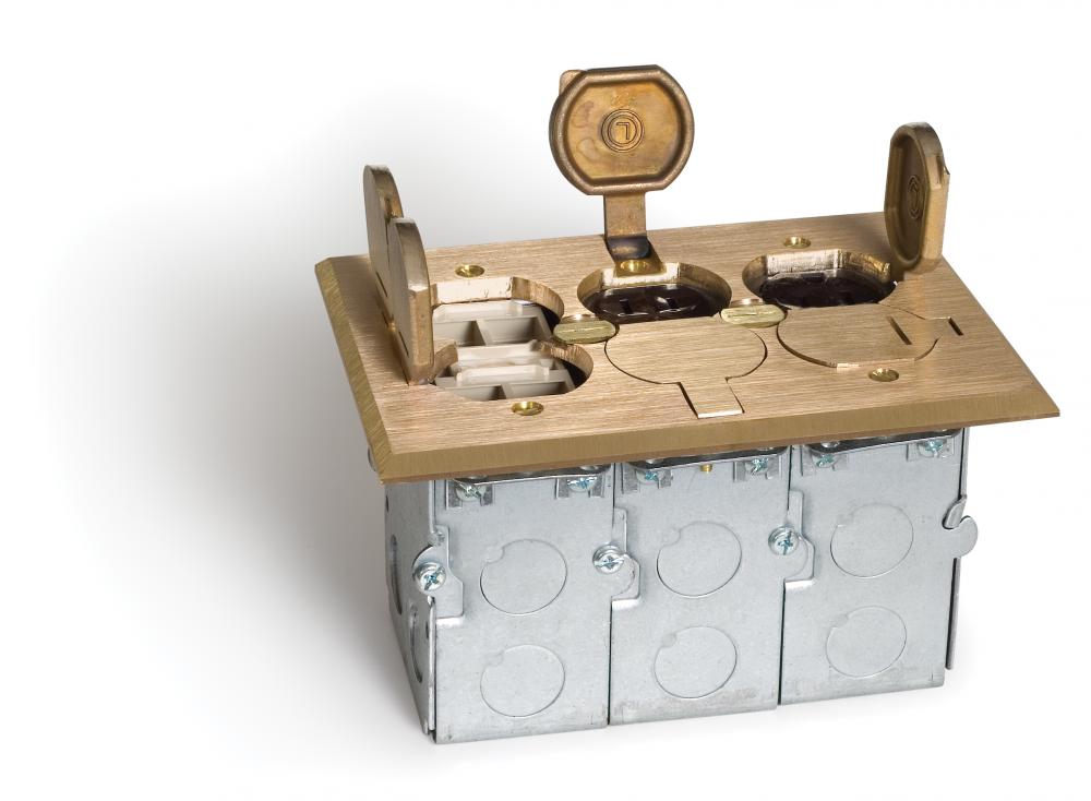 FLIP LID 3 GANG BOX, 3-DPLX & 1-QUAD