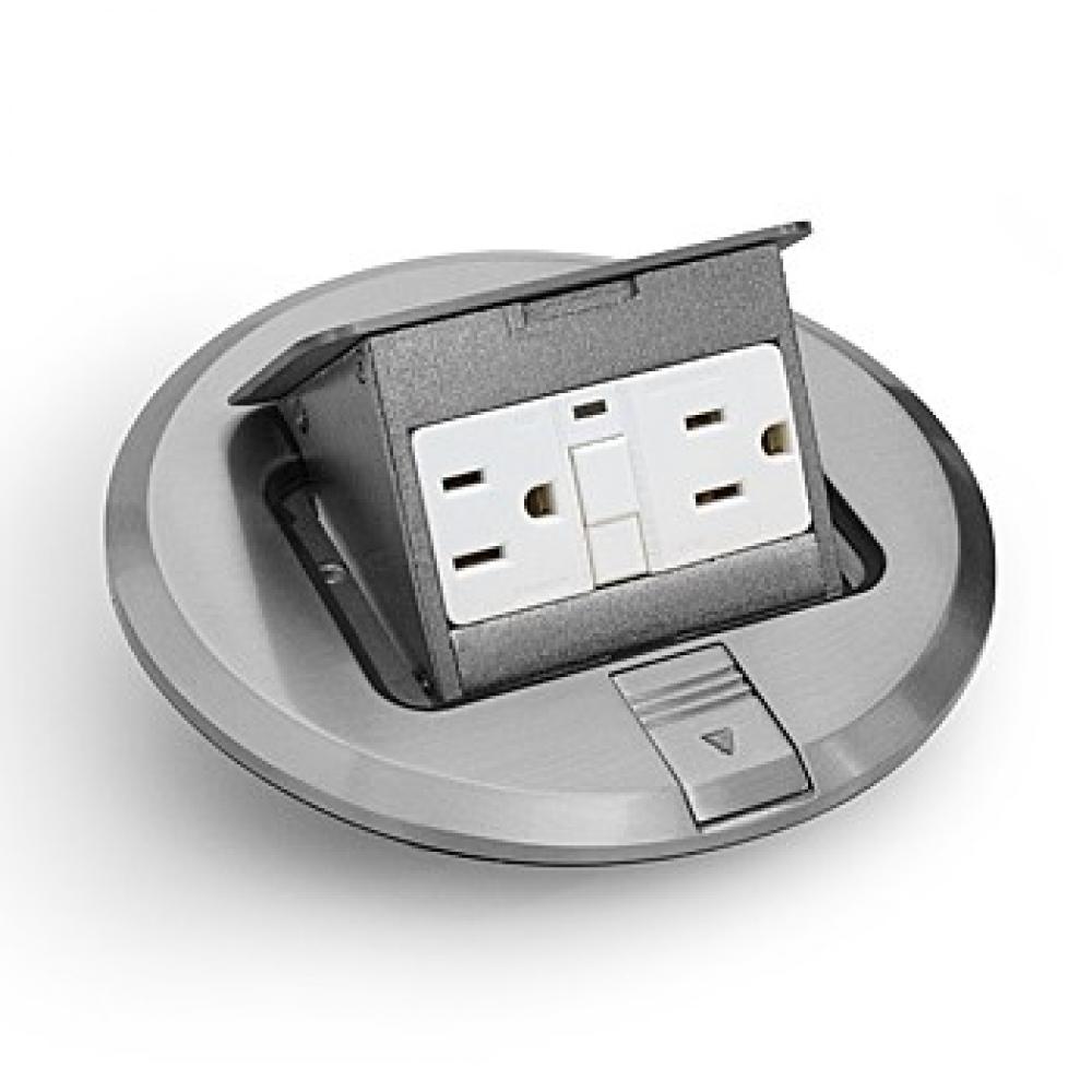POP UP FLOOR POCKET-STAINLESS W/GFI