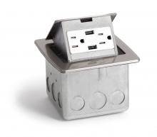 Lew Electric Fittings PUFP-CT-SS-2USB - STN POPUP CNTRTP BX, DECORA RCPT & 2 USB