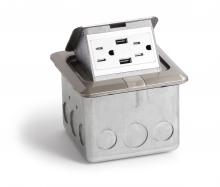 Lew Electric Fittings PUFP-SQ-SS-USB - STN PO FLR PLT ASSY, DECORA RCPT & 2 USB