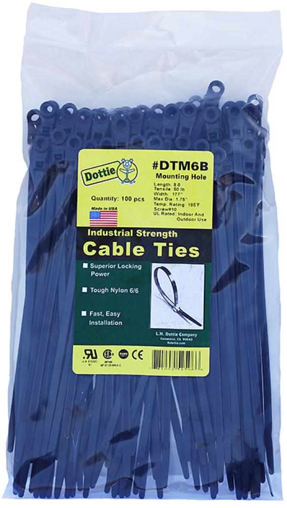 7&#34; Cable Ties Mounting U.V. Black Heavy Duty
