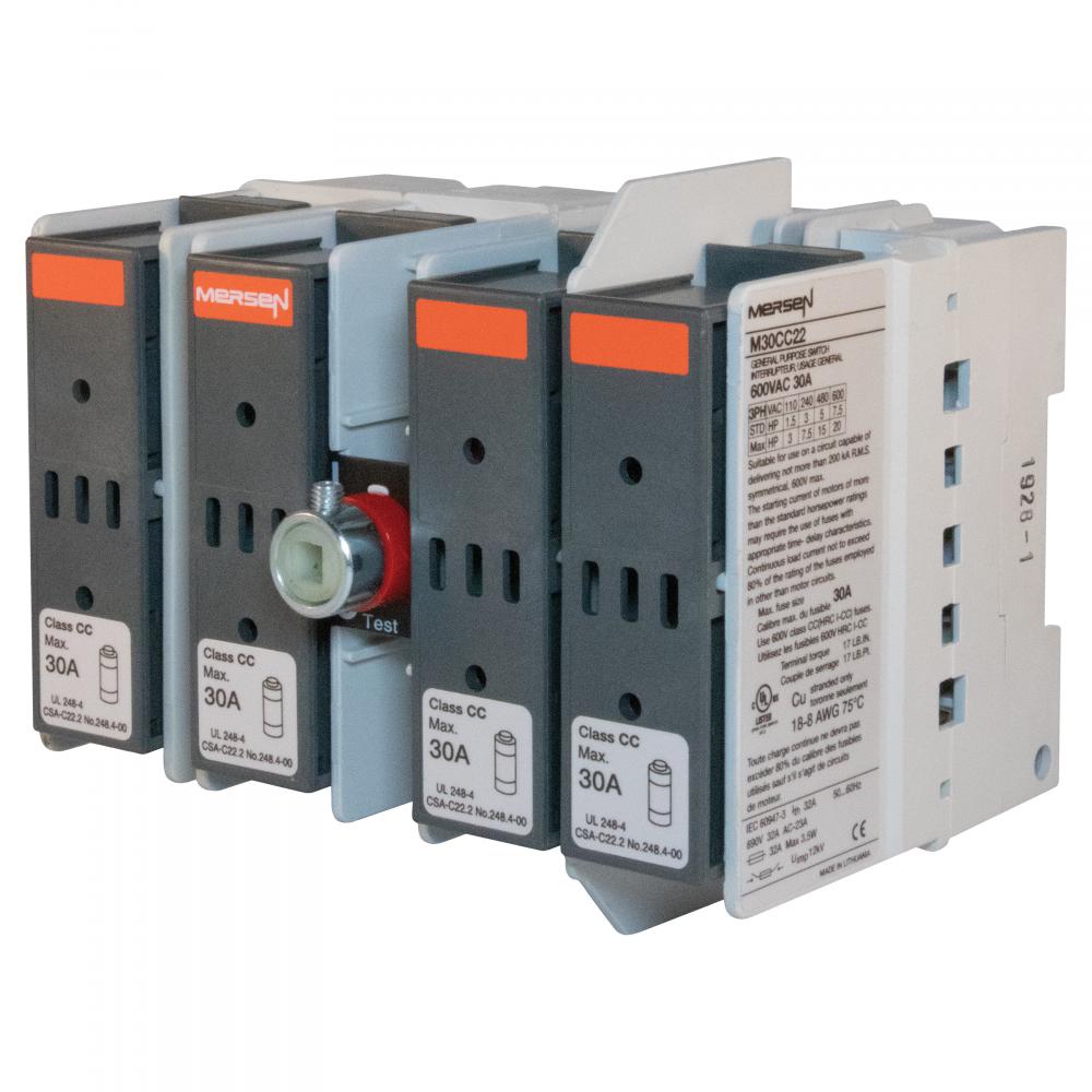 UL 98 Fusible Switch 600VAC Class CC 30A 4-Pole