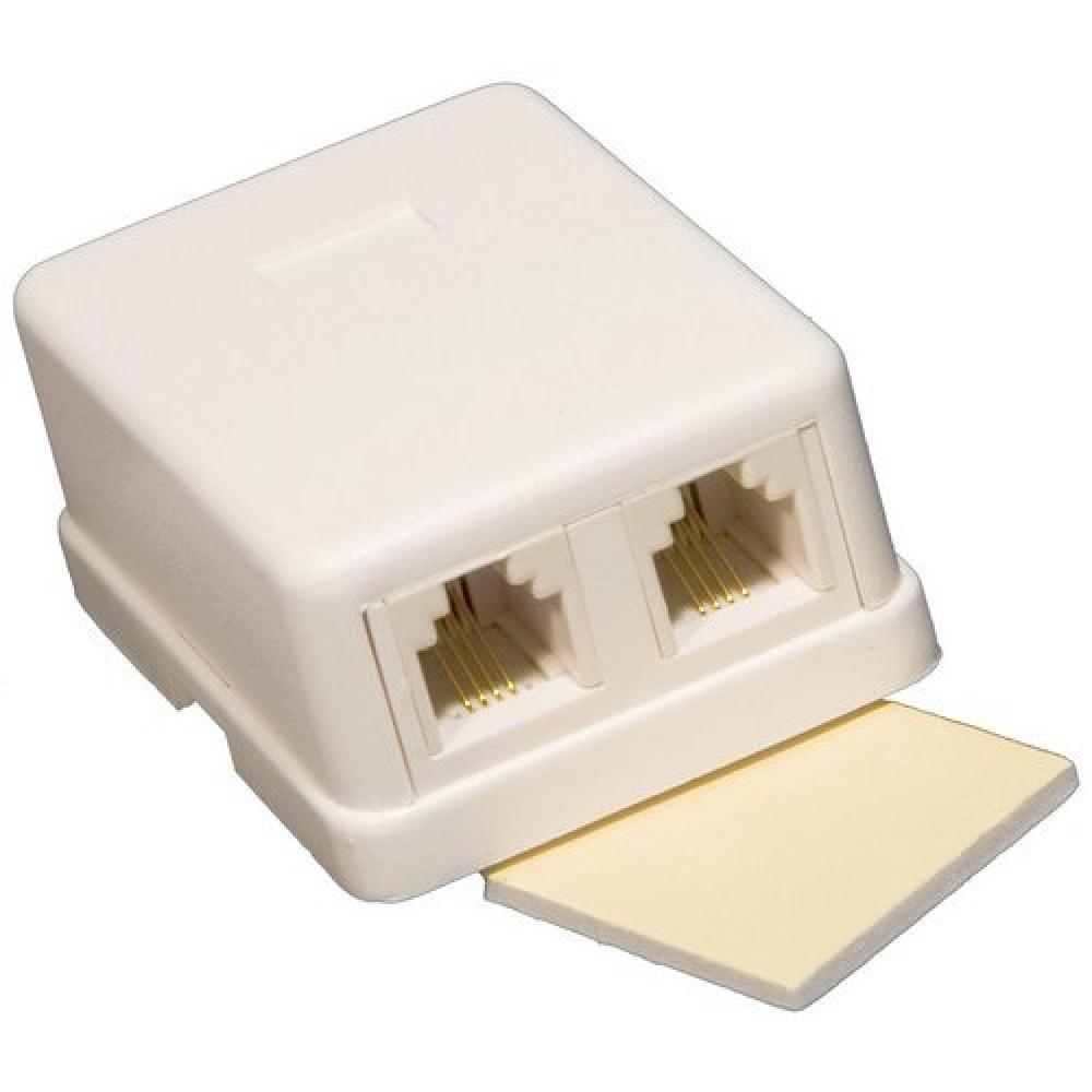 Double Surface Mount Wall Jack White