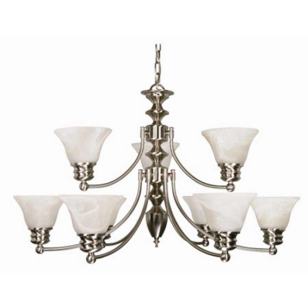 EMPIRE 9 LT CHANDELIER Brushed Nickel