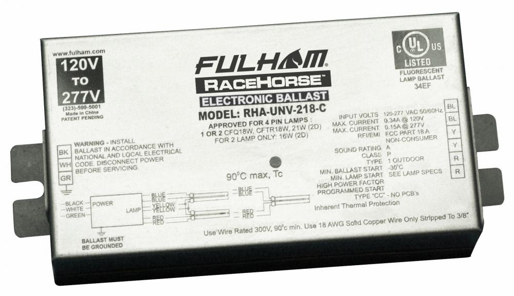 RH UNV 1 OR 2 LAMP 18W BALLAST