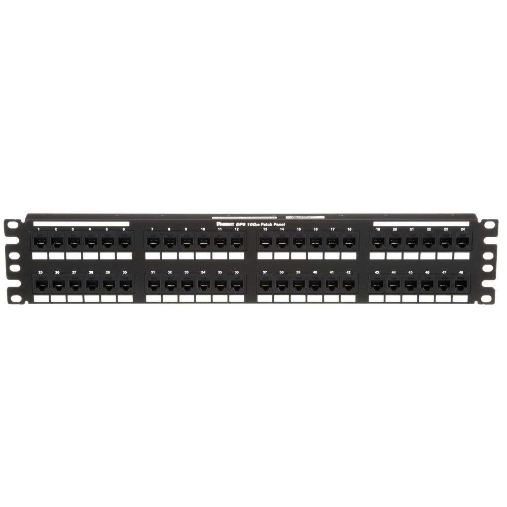 Cat 6A Punchdown Patch Panel, 48 Ports, 2 RU, BL