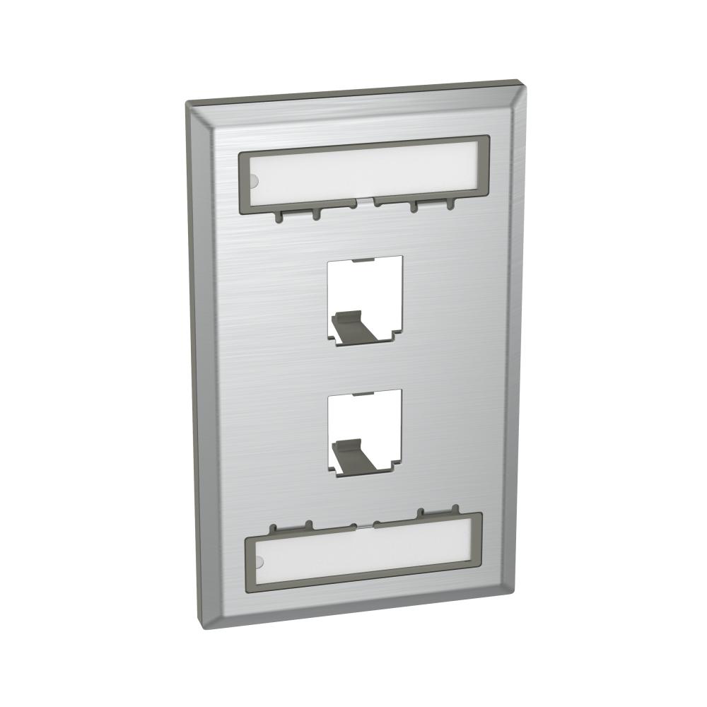 Mini-Com® Stainless Steel Faceplate, 2 Port