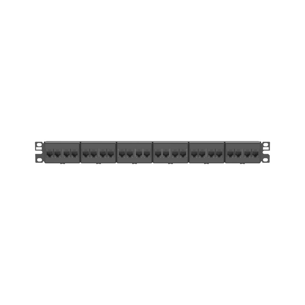 Cat 6 Coupler Patch Panel, 24 Ports, 1 RU, Black