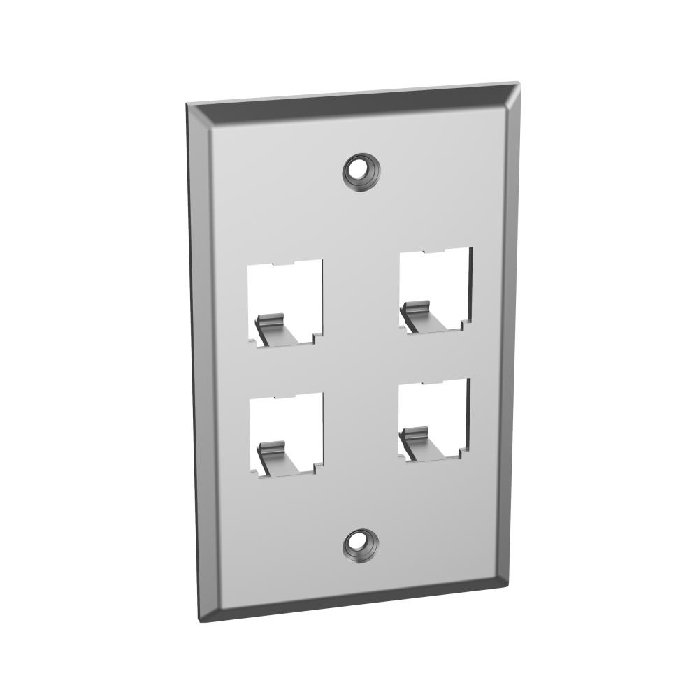 Mini-Com® Stainless Steel Faceplate, 4 Port