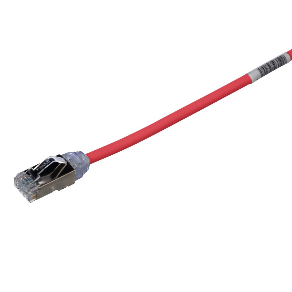 Cat 6A 28 AWG Shielded Patch Cord, 0.2 m, Red
