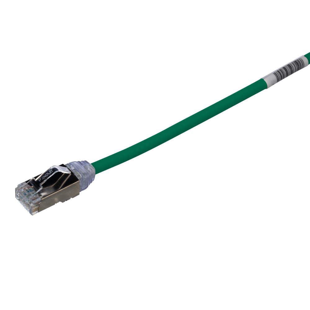 Cat 6A 28 AWG Shielded Patch Cord, 0.5 m, Green