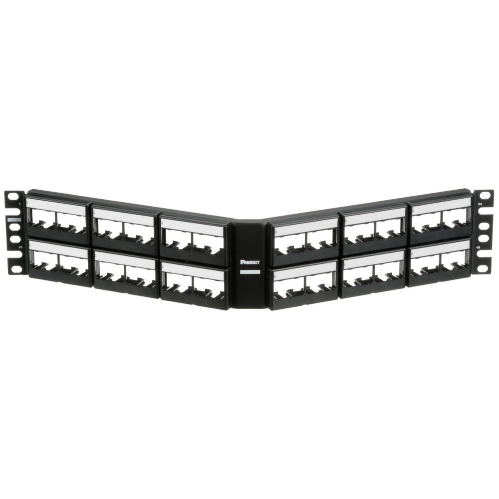 Mini-Com® Angled Patch Panel, 48 port, 2 RU, BL