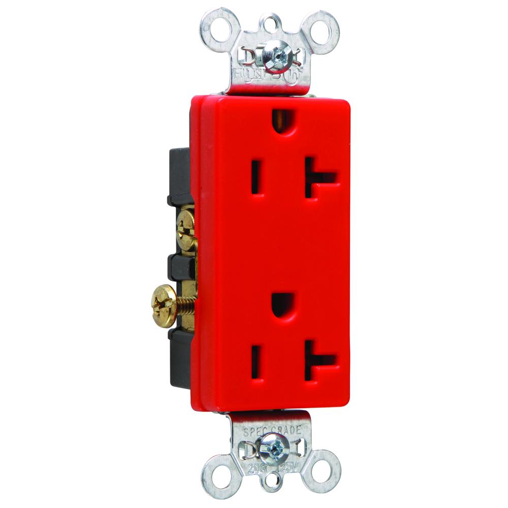 DECO DUP RECEP 20A 125V S-WIRE RED