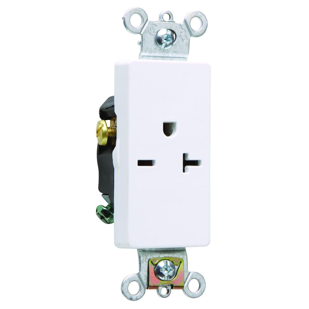 DECO SINGLE RECP 20A 250V S+B WIRE W