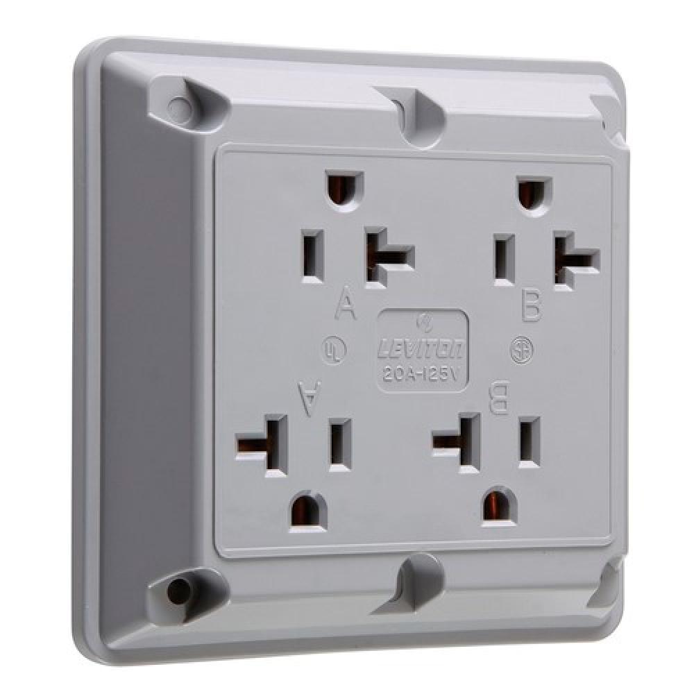 QUAD RECEPT 20A 125V GRY