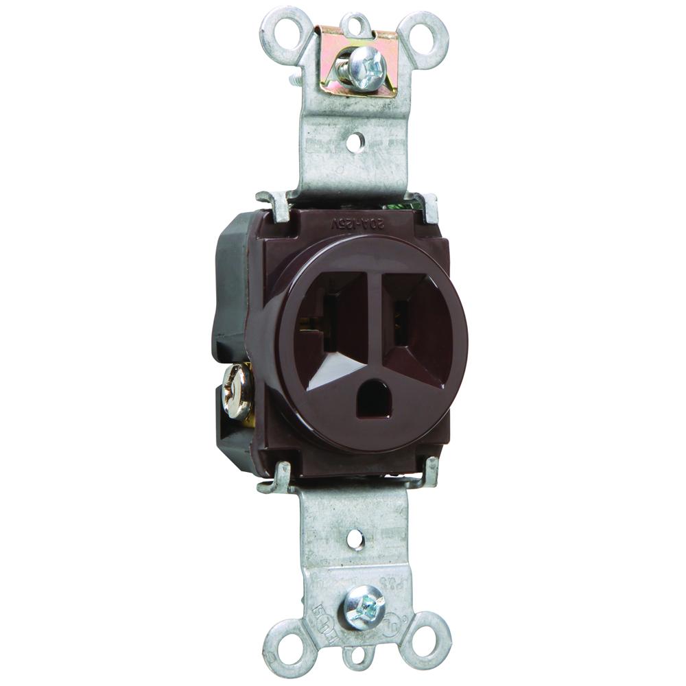 RECP SGL 20A 125V S+B WIRE BN