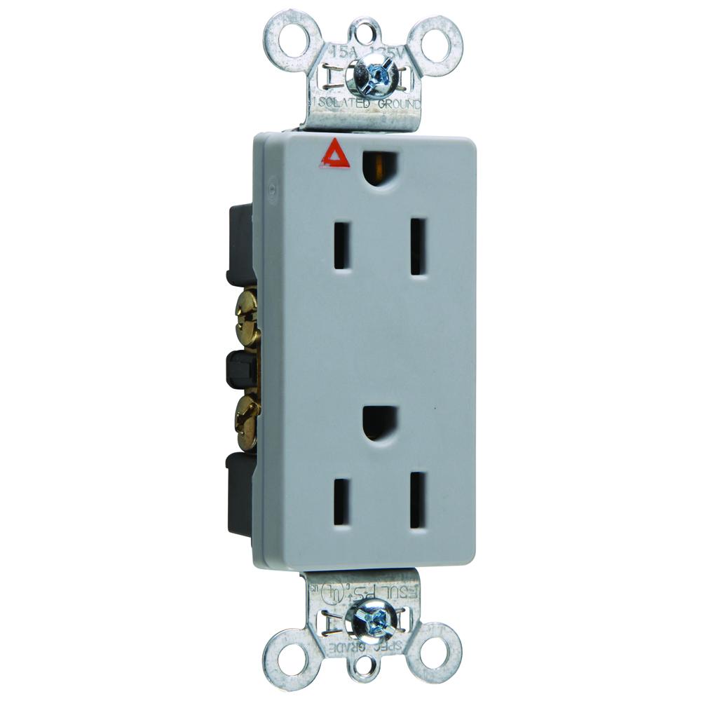 RECP DUP SPLEX 15A 125V S+B WIRE IG GY