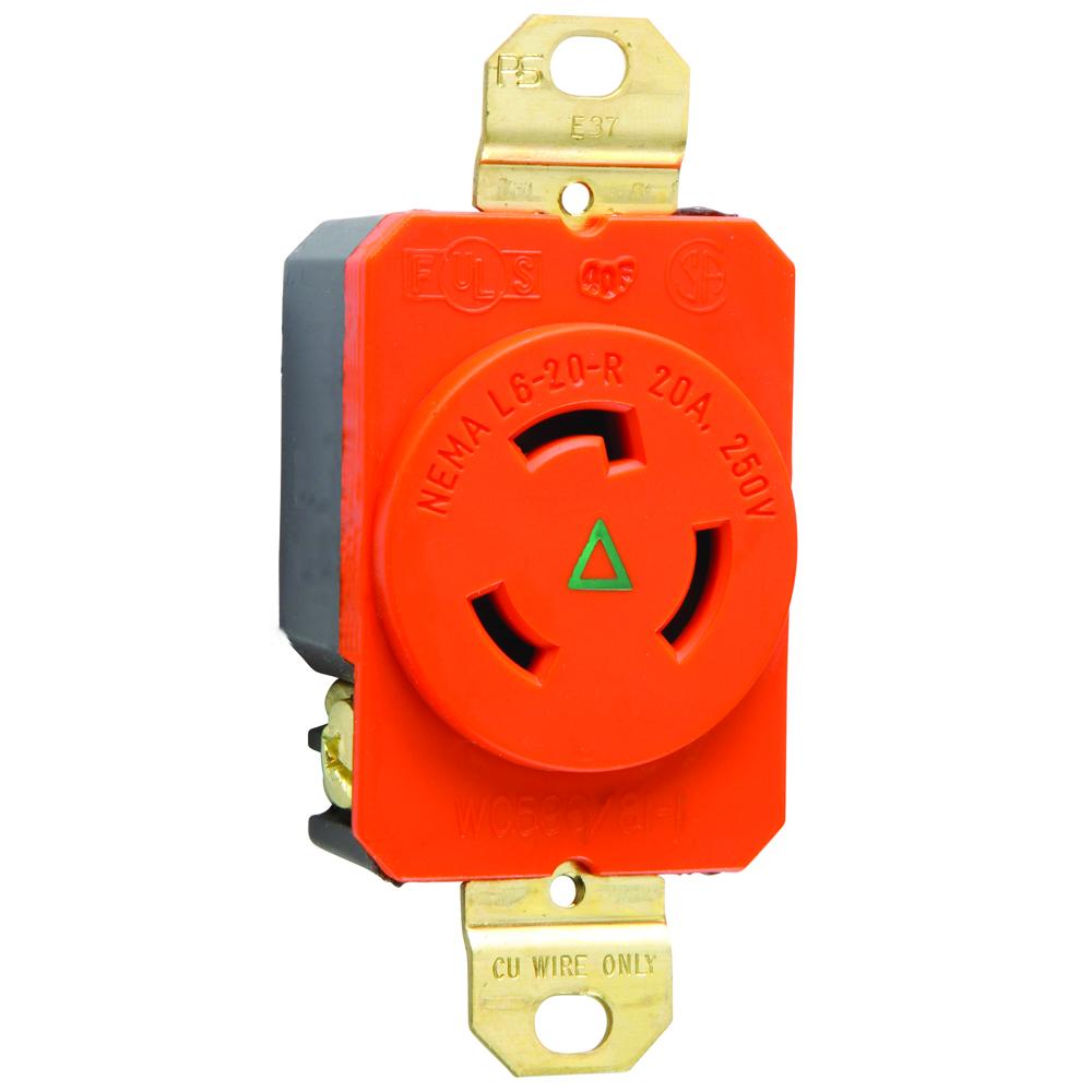 TURNLOK REC SINGLE 3W 20A 250V IG
