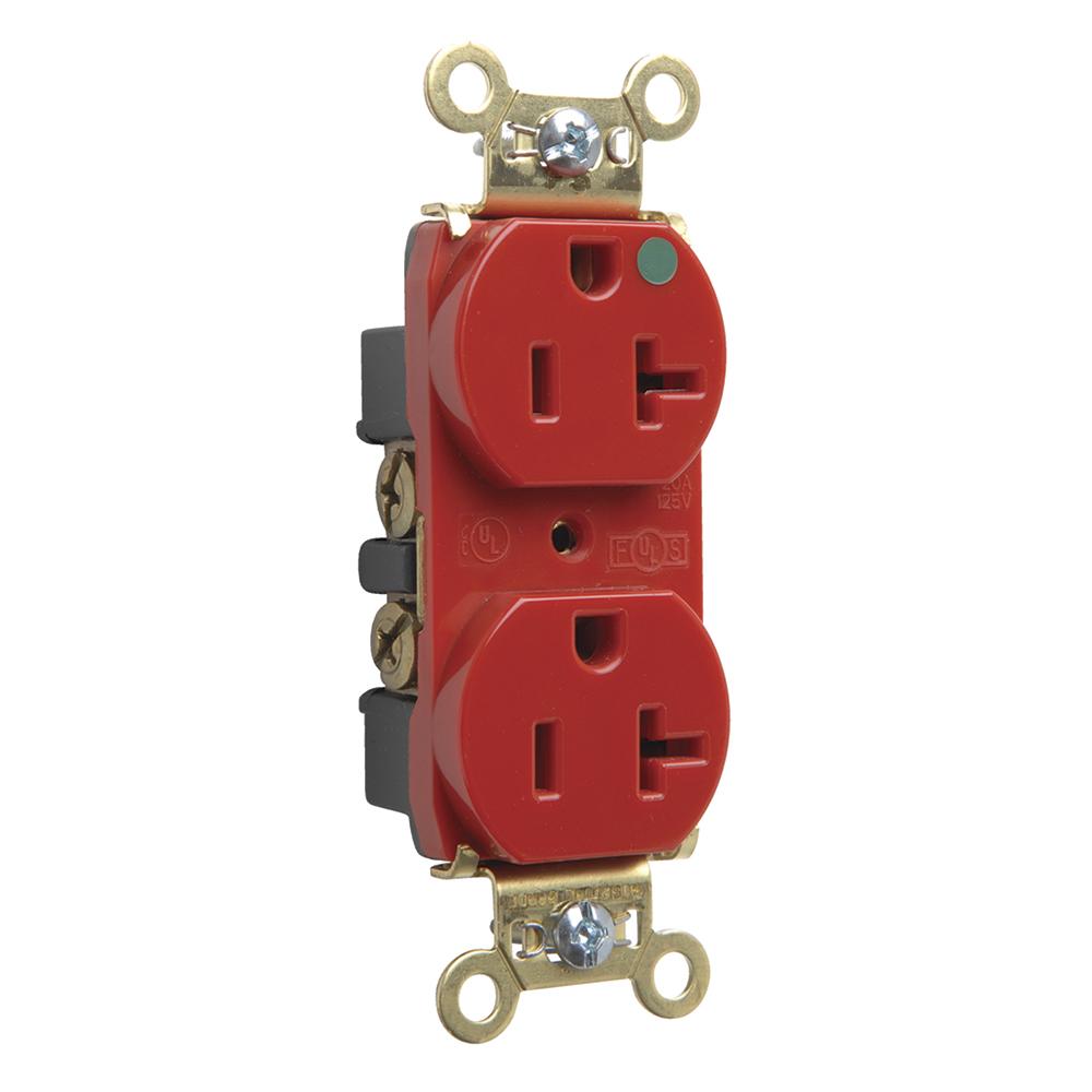 HOSP DUP REC 20A 125V SMTH FACE RED