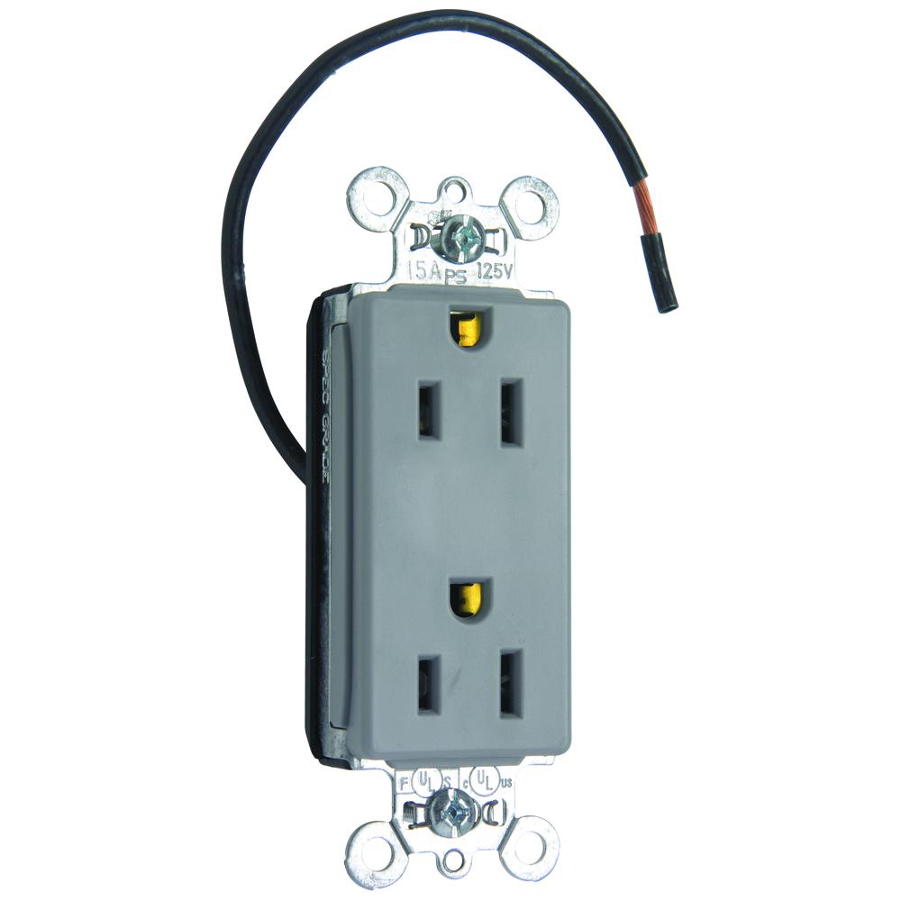 15A/125V SPLT CIRC DECOR SPC GR GRY