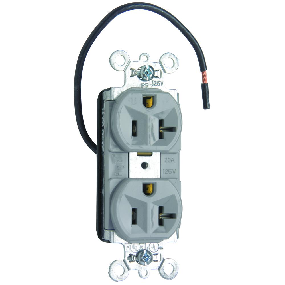 20A/125V SPLT CIRC DUPLX SPEC GR GRY