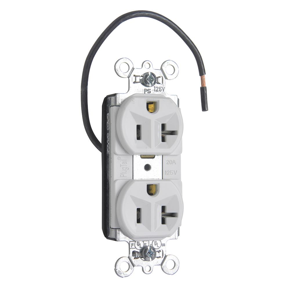 20A/125V SPLT CIRC DUPLX SPEC GR W