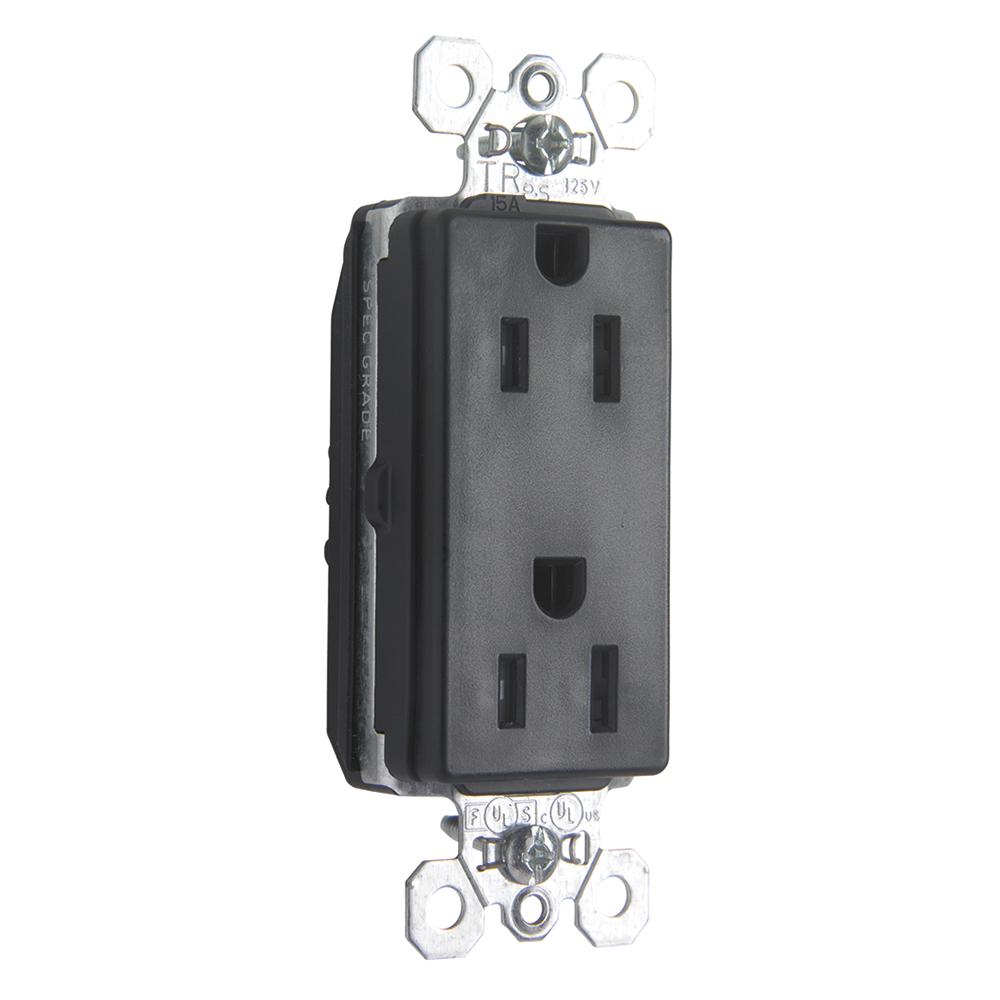 DUP DECO RECEP TR 15A 125V BK
