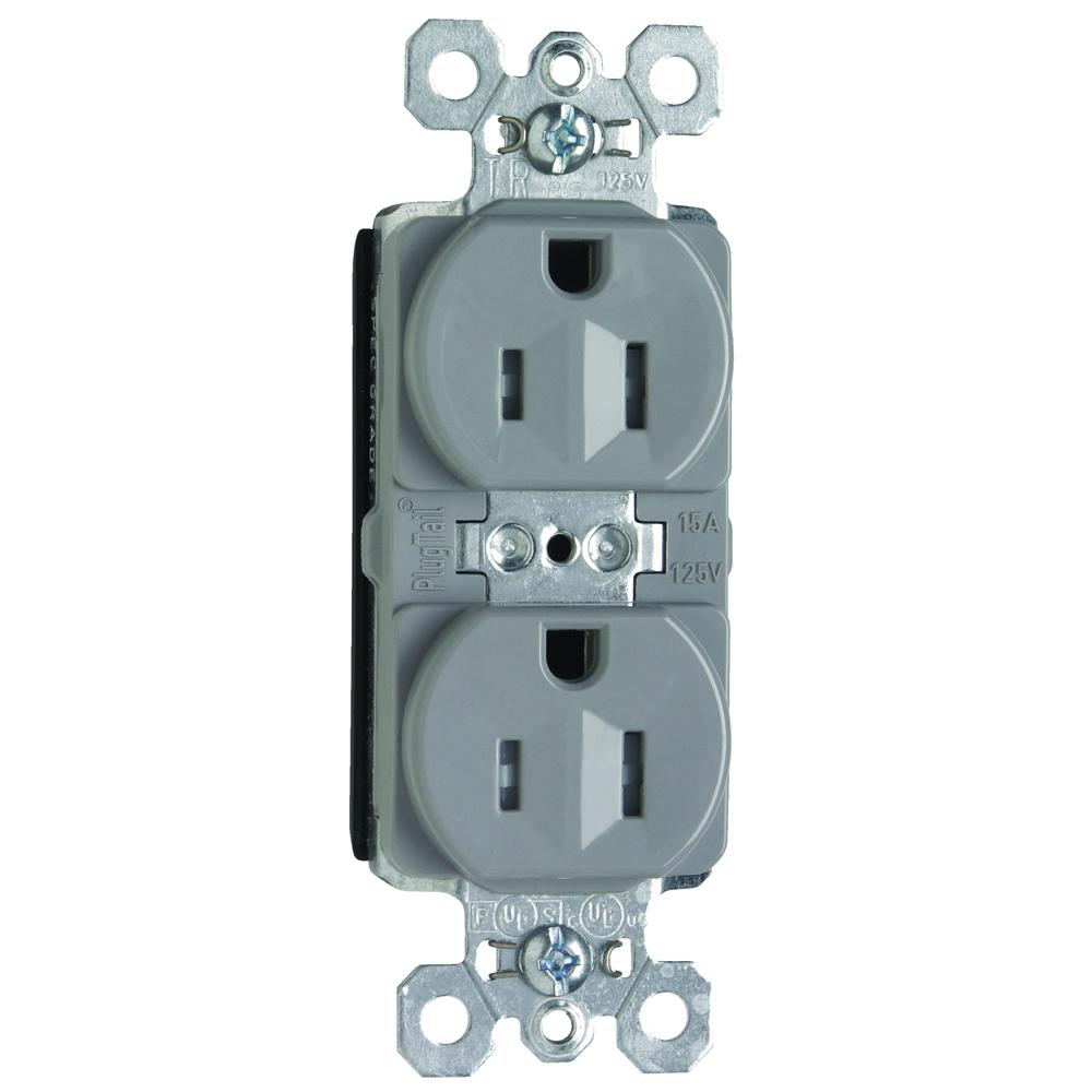 DUP RECEP TR 15A 125V GRY