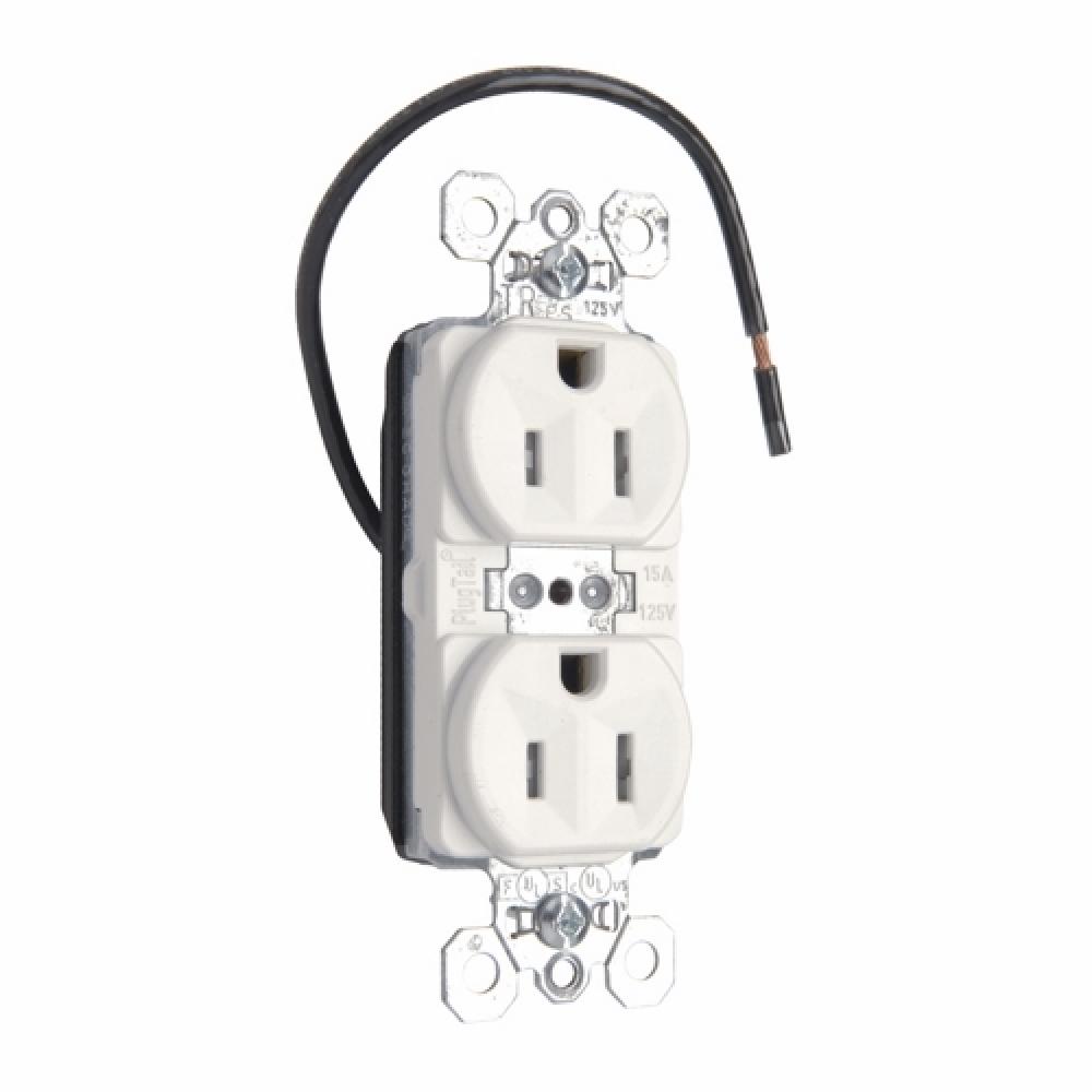 DUP RECEP TR SC 15A 125V WH