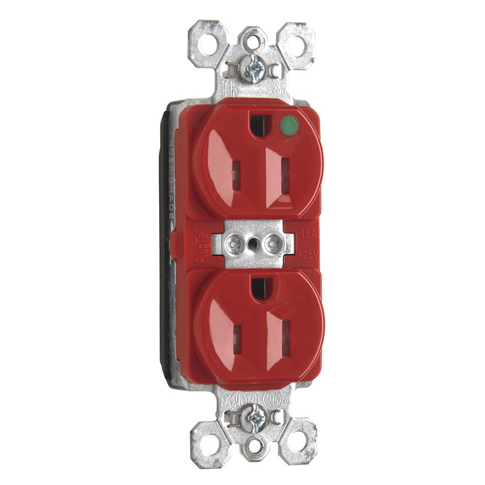 PT DUP RECEP HG TR 15A/125V RED