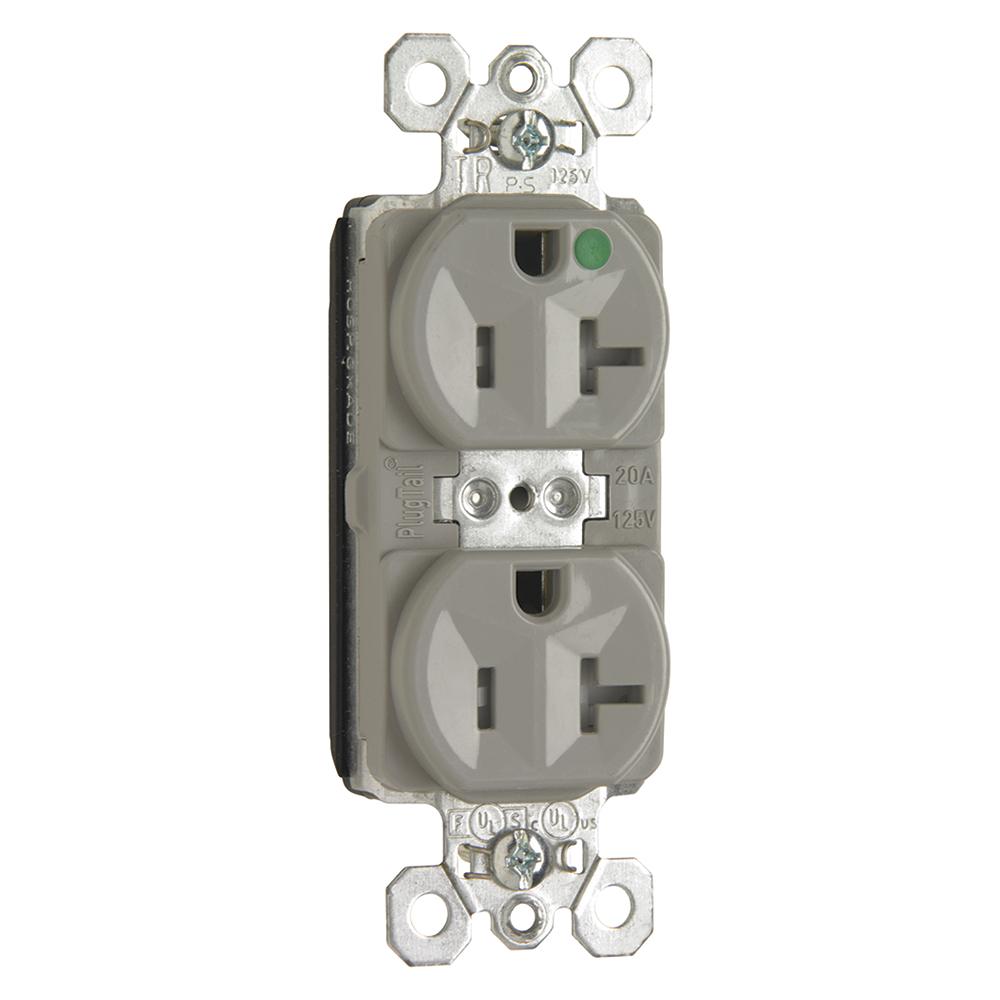PT DUP RECEP HG TR 20A/125V GRY